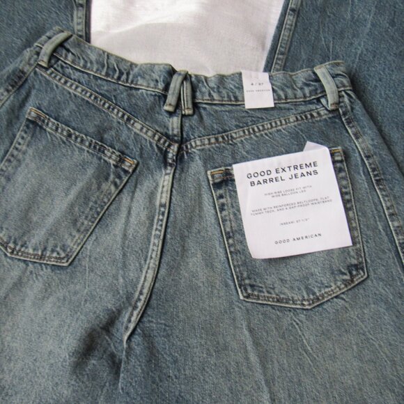 Good American Good Extreme Barrel Jeans NWT Indigo Size 27 4 - Picture 6 of 9